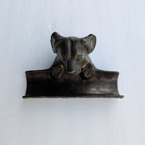 Vintage Bronze Dog Tray Cigar Business Card Pen Keys Holder Desk Office Decor